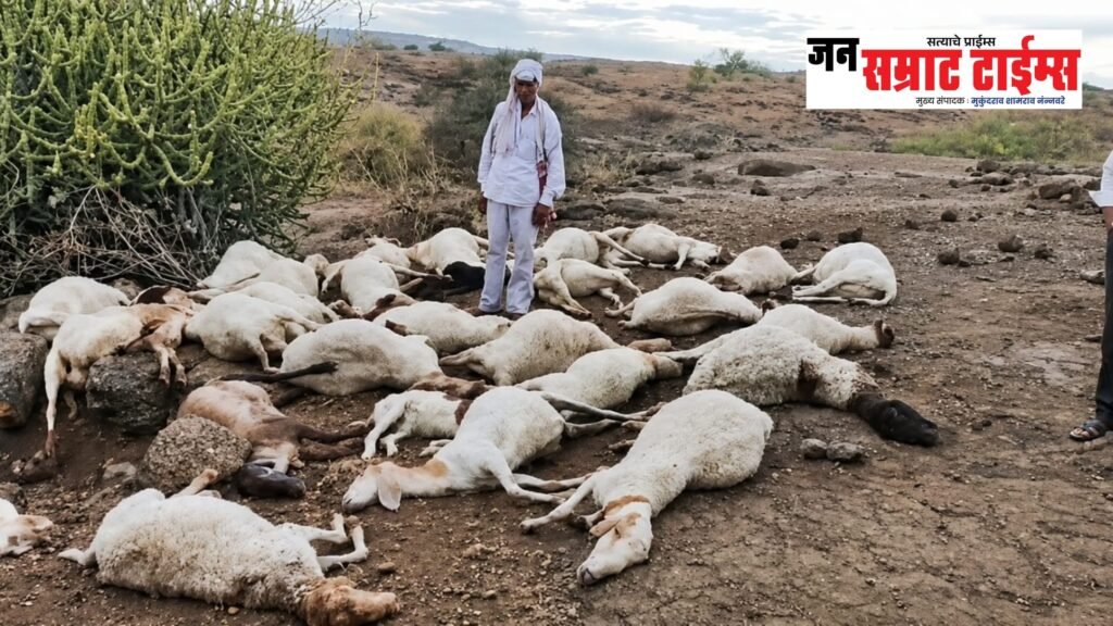 साक्री तालुक्यात विजेचा कहर; वीज कोसळून ४० मेंढ्यांचा मृत्यू साक्री तालुक्यात विजेचा कहर; वीज कोसळून ४० मेंढ्यांचा मृत्यू