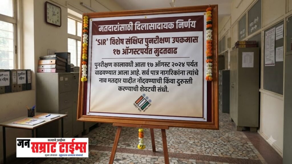 मतदारांसाठी दिलासादायक निर्णय; ‘SIR’ विशेष संक्षिप्त पुनरीक्षण उपक्रमास १७ ऑगस्टपर्यंत मुदतवाढ